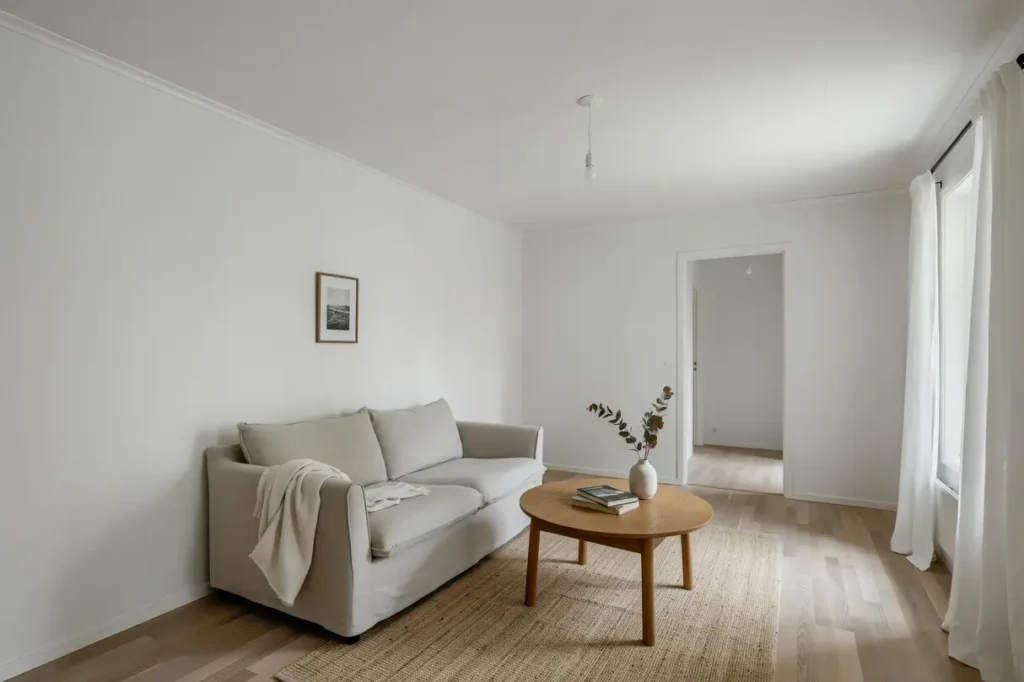 m lning av innertak och v ggar i villa i eker