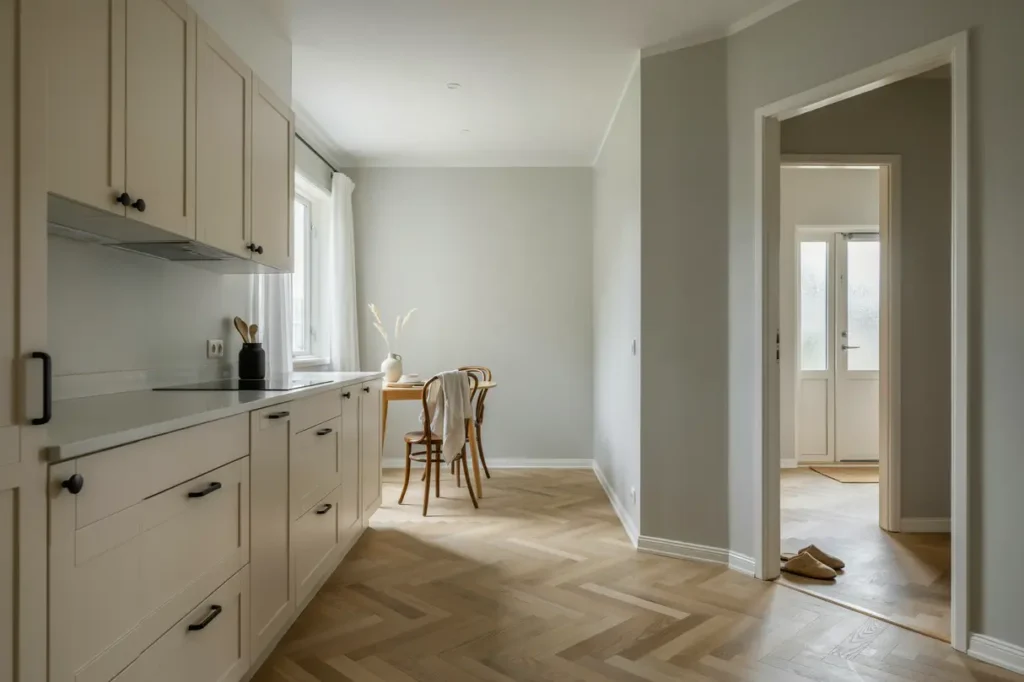 parkettgolv lades i k k och hall p villa i stenhamra eker
